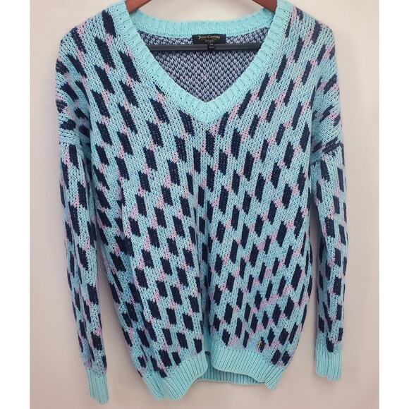 Vintage Juicy Couture XS Y2k Black Label Belarus Geo Pullover Size Wool Blend - Picture 2 of 9